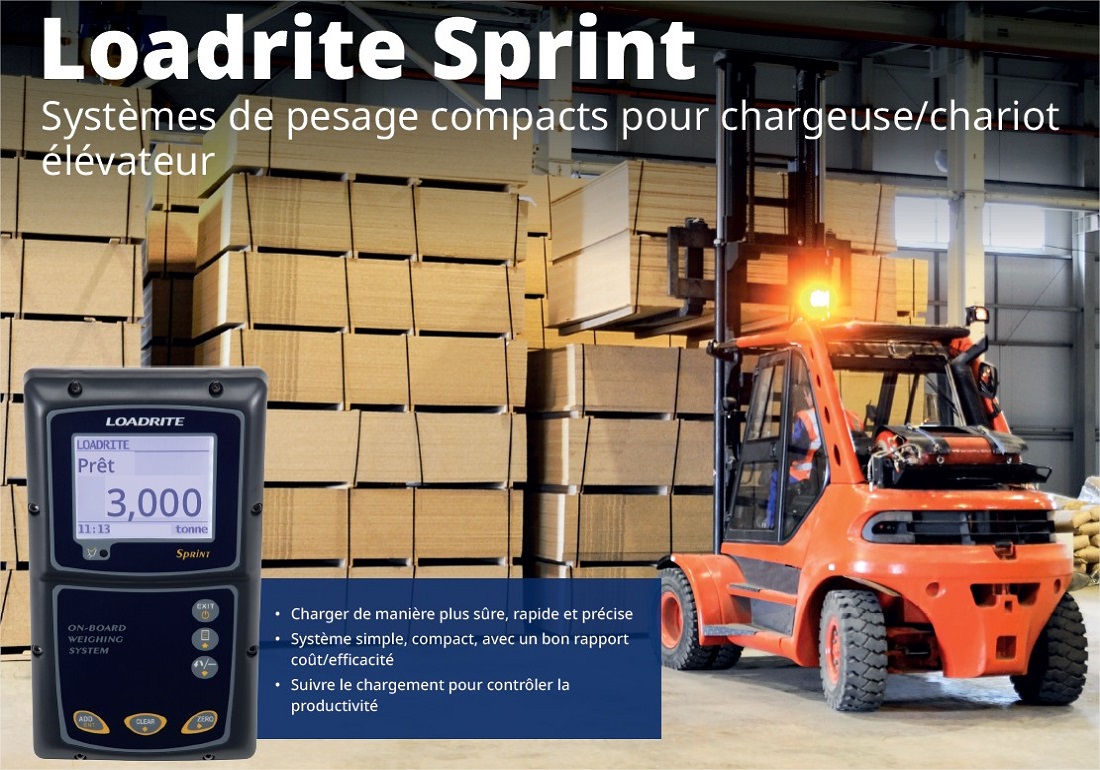 Loadrite Sprint système de pesage compacts pour chargeuses et chariots élévateurs Clauss pesage